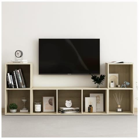 Set Mobile Tv 3 Pz Rovere Sonoma In Legno Multistrato - Foto 8
