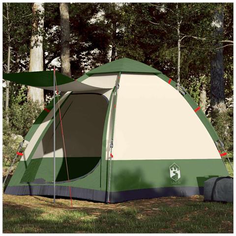 Tenda da Campeggio Cabina 4 Persone Verde a Rilascio Rapido - Foto 1