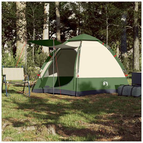 Tenda da Campeggio Cabina 4 Persone Verde a Rilascio Rapido - Foto 2
