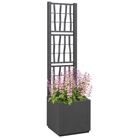 Fioriera da Giardino Grigia Scura con Griglia - 36x36x140 cm - Foto 2