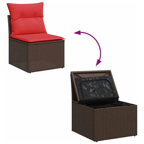 Set Divani da Giardino 8 pz con Cuscini Marrone in Polyrattan - Foto 9