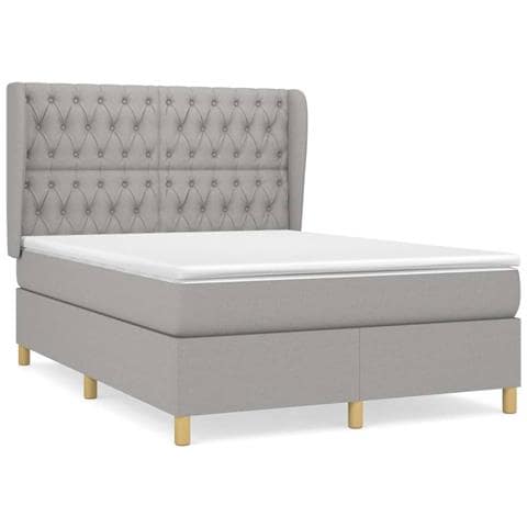 Giroletto a Molle con Materasso Grigio Chiaro 140x190cm Tessuto - Foto 1