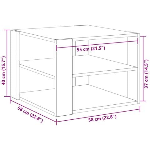 Tavolino da caffè  Nero Rovere 59,5x59,5x40 cm Legno ingegnerizzato - Foto 9