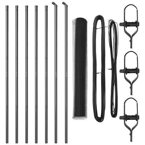 Recinto Esagonale  Grigio 1.4x10 m Acciaio, Pali per Recinzione  7 pz Grigio Ø32 mm 190 cm Acciaio Zincato - Foto 1