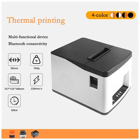Stampante Termica Per Ricevute Da 58 Mm Con Taglio Automatico - Connettività Usb + Bluetooth White+black - Foto 3
