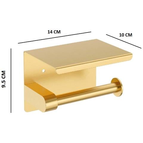 Porta Carta Igienica Da Parete Bagno Mensola Acciaio Inossidabile Spazzolato Oro Appendiabiti - Foto 2