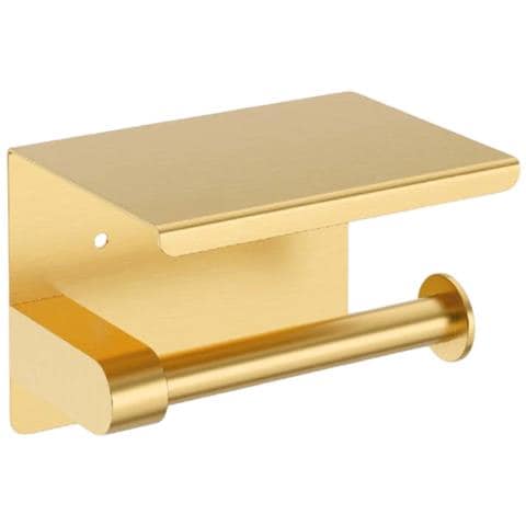 Porta Carta Igienica Da Parete Bagno Mensola Acciaio Inossidabile Spazzolato Oro Appendiabiti - Foto 1