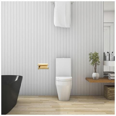 Porta Carta Igienica Da Parete Bagno Mensola Acciaio Inossidabile Spazzolato Oro Appendiabiti - Foto 4