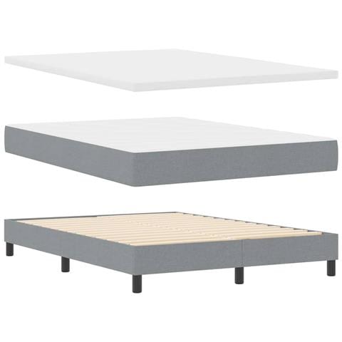Letto box spring con materasso Grigio chiaro 160 x 200 cm - Foto 1