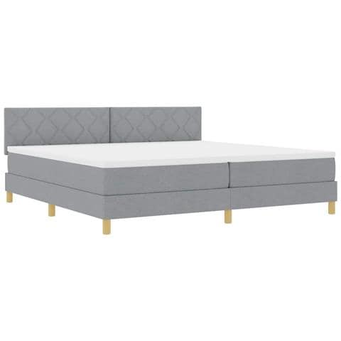 Letto a molle con materasso Grigio chiaro 200 x 200 cm Tessuto - Foto 1