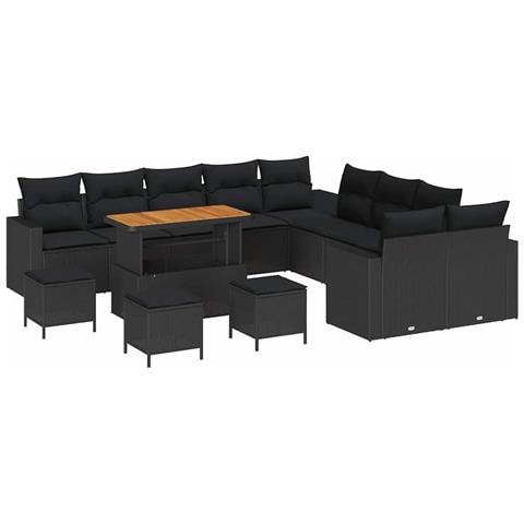 Set Divano da Giardino con cuscino 14 pcs Nero 110 x 55 x 71 cm - Foto 1