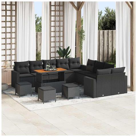 Set Divano da Giardino con cuscino 14 pcs Nero 110 x 55 x 71 cm - Foto 2