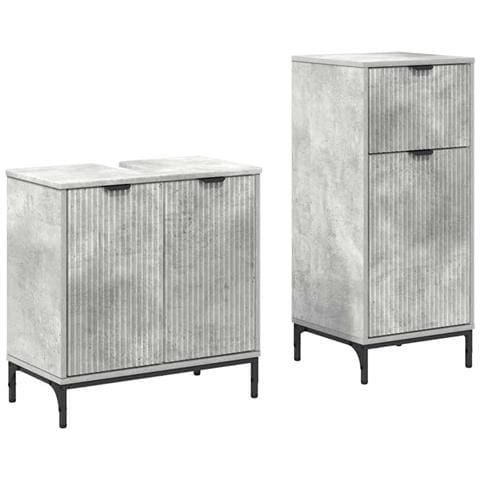 Set di mobili per il bagno con cassetto 2 pcs Grigio cemento - Foto 1
