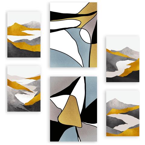 Set Di 6 Stampe Genere Natura 1 In Paesaggi Astratti Dipinti Decorativi Estetici Per Il Tuo Soggiorno, Camera Da Letto, Casa A3 & A4 Senza Cornice - Foto 1