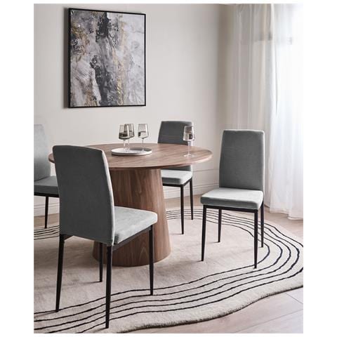 Set Di 4 Sedie Da Pranzo Riner Tessuto Grigio - Foto 1