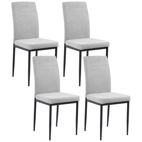 Set Di 4 Sedie Da Pranzo Riner Tessuto Grigio - Foto 2