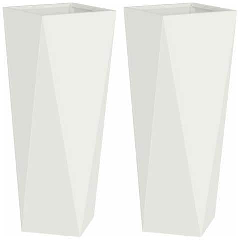 Fioriera 2 pcs Bianco 30 x 30 x 75 cm Acciaio - Foto 1