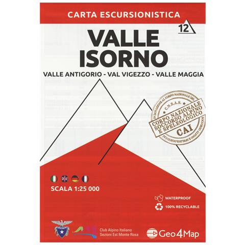 Carta escursionistica valle Isorno. Scala 1:25.000. Ediz. italiana, inglese, tedesca e francese. Vol. 12: Valle Antigorio, Val Vigezzo, Valle Maggia - Foto 1