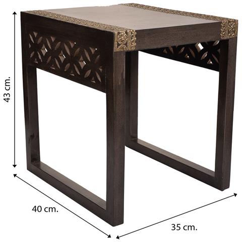 Tavolo In Legno E Metallo Grigio 35x40x43 H - Foto 7