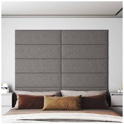 Testiera da Parete 12 pcs Grigio chiaro 90 x 30 cm Tessuto - Foto 2