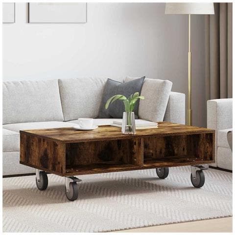 Tavolino con Ruote Rovere fumé 90 x 50 x 30 cm - Foto 2