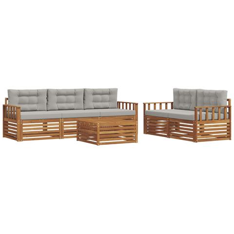 Set di divani da esterno 6 pcs Grigio Naturale e Chiaro - Foto 1