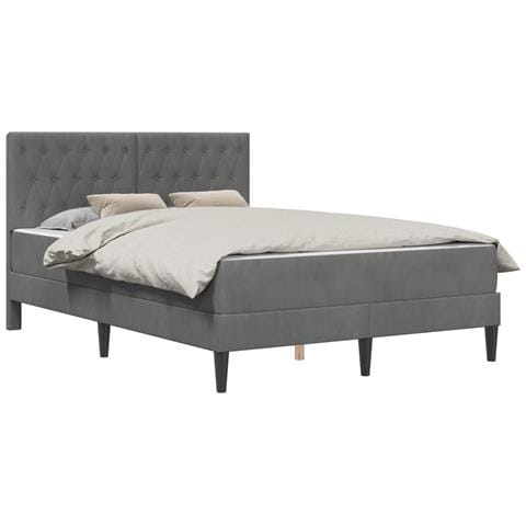 Struttura letto con materasso Grigio scuro 140 x 190 cm Velluto - Foto 1