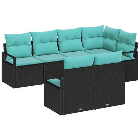 Set di divani 7 pcs Nero polyrattan - Foto 1