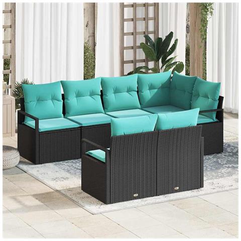 Set di divani 7 pcs Nero polyrattan - Foto 2