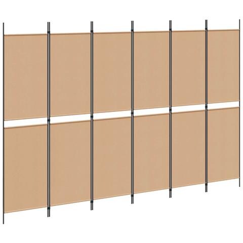 Divisore per Stanza a 6 Pannelli Beige 300 x 200 cm Tessuto - Foto 1