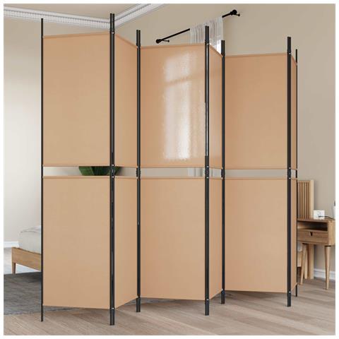 Divisore per Stanza a 6 Pannelli Beige 300 x 200 cm Tessuto - Foto 2
