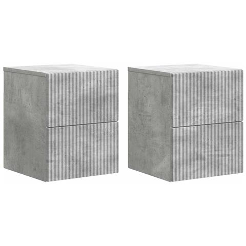 Mobiletto da notte a muro con cassetto 2 pcs Grigio Cemento - Foto 1