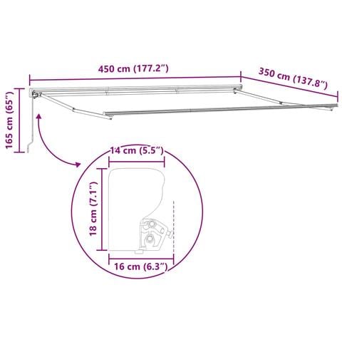 Tenda retrattile manuale Giallo, Grigio e Bianco 4,5 × 3,5 m - Foto 9