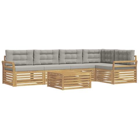 Set di divani da esterno 6 pcs Bianco e Grigio Chiaro - Foto 1