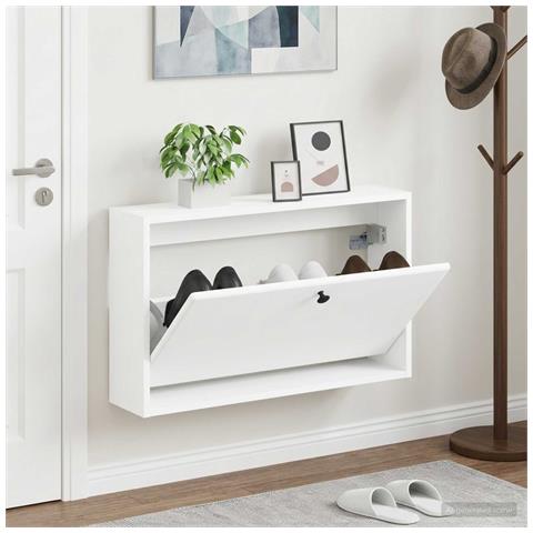 Mobiletto per Scarpe da Muro BREDA 71 x 17 x 43 cm Bianco - Foto 2