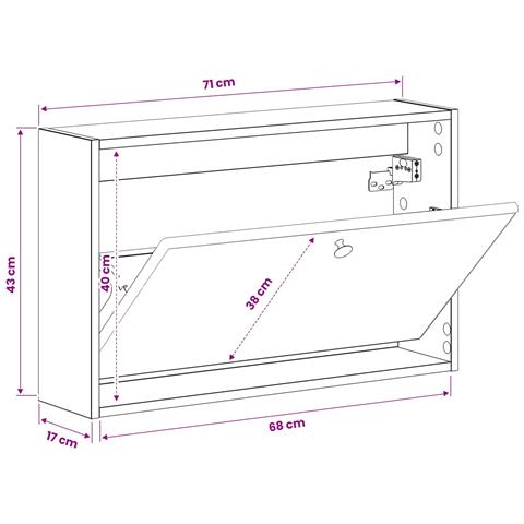 Mobiletto per Scarpe da Muro BREDA 71 x 17 x 43 cm Bianco - Foto 9
