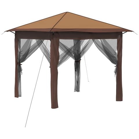 Gazebo con 4 Pareti 2,6 x 2,6 m Beige e Marrone - Foto 1