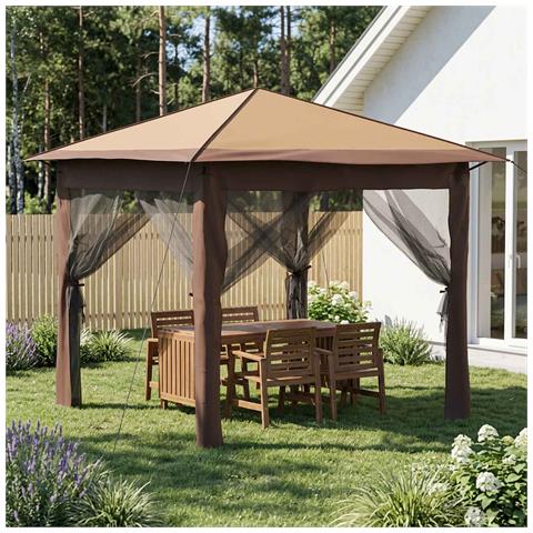 Gazebo con 4 Pareti 2,6 x 2,6 m Beige e Marrone - Foto 2