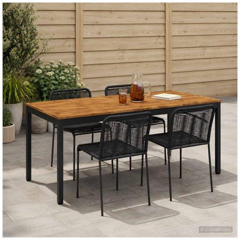Tavolo da cena da giardino Naturale e Nero 147 x 88,5 x 75 cm - Foto 2