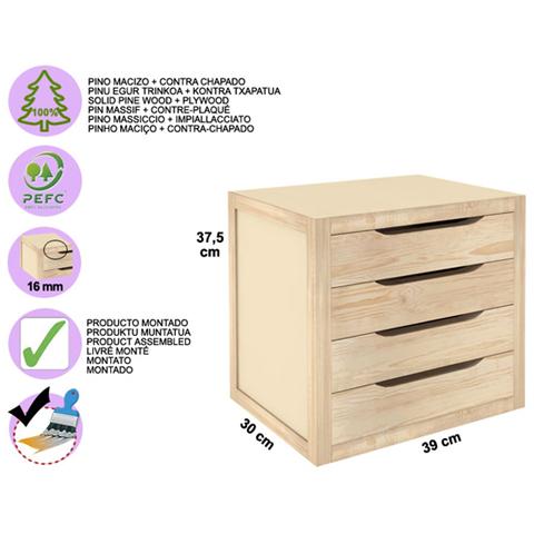 Cassettiera in Legno Multiuso a quattro Cassetti Rettangolari - Foto 2