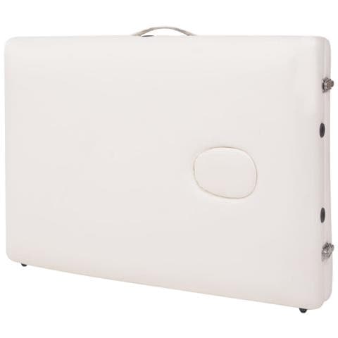 Set Lettino Massaggio Pieghevole 2 Zone 10 Cm E Sgabello Bianco - Foto 10