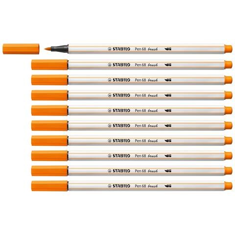 Pen 68 brush - Pennarello Premium con punta a pennello - Confezione da 10 - Arancione - Foto 1