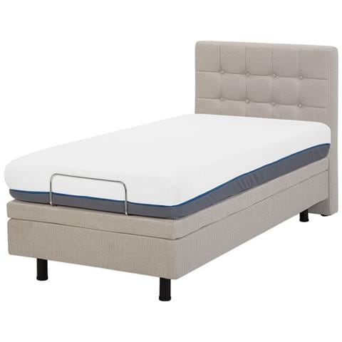 Letto Di Tessuto Imbottito Beige Regolabile Elettricamente 80 X 200 Cm Duke - Foto 6