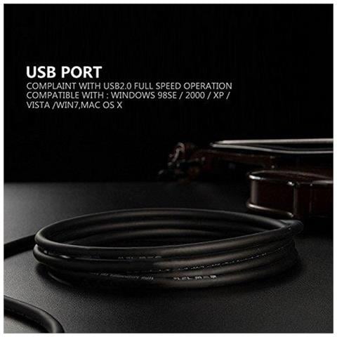 Usb Cavo Della Chitarra Chitarra Basso Al Usb Del Pc Di Registrazione Convertitore Di Cavo Di Collegamento Di Interfaccia Usb A 6.5mm Jack Cavo Di Registrazione Del Computer - 3m 10ft - Foto 4
