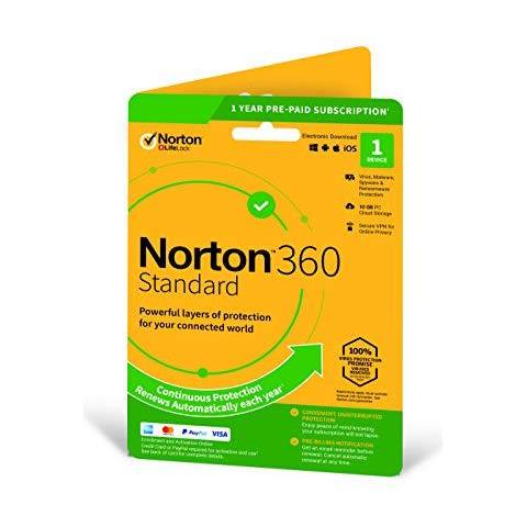 Norton 360 Standard 2020 1 Dispositivo 1 Anno Di Abbonamento Con Rinnovo Automatico Include Vpn Sicura E Password Manager Pc Mac Smartphone E Tablet Codice Di Attivazione Per Posta Licenza - Foto 1
