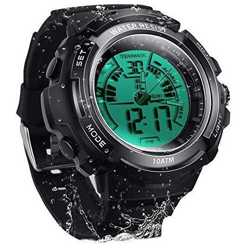 10 Atm Digitale Ad Immersione Subacquea Della Vigilanza 100m Water Resistant Schermo Lcd Nuoto Sport Orologio Da Polso Cronometro Luminoso Con Funzione Di Allarme - Foto 1