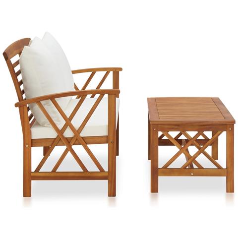 Set Divani da Giardino 2 pz con Cuscini in Massello di Acacia - Foto 10