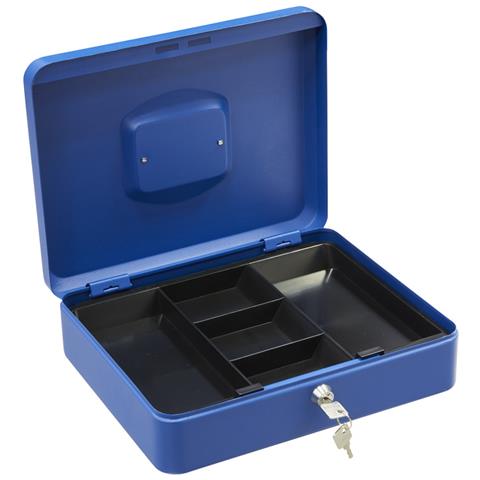 Elegant C9245 Cassetta Di Sicurezza Con Chiave Per Contare E Trasportare Denaro | Cassetta Portavalori In Acciaio Con Vassoio Portamonete | Cassaforte Portatile De 30 Cm Di Larghezza | Blu - Foto 3