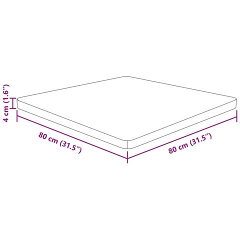 Piano Tavolo Quadrato Marrone Chiaro 80x80x4cm Rovere Trattato - Foto 2