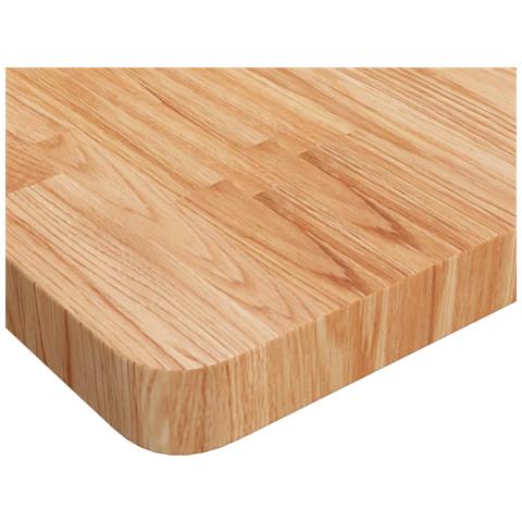 Piano Tavolo Quadrato Marrone Chiaro 80x80x4cm Rovere Trattato - Foto 4